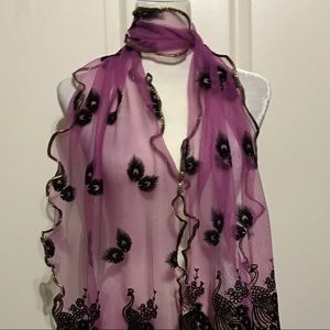 New light purple chiffon peacock wrap/shawl/scarf
